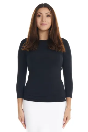 3/4 sleeve slinky crewneck layering shirt top