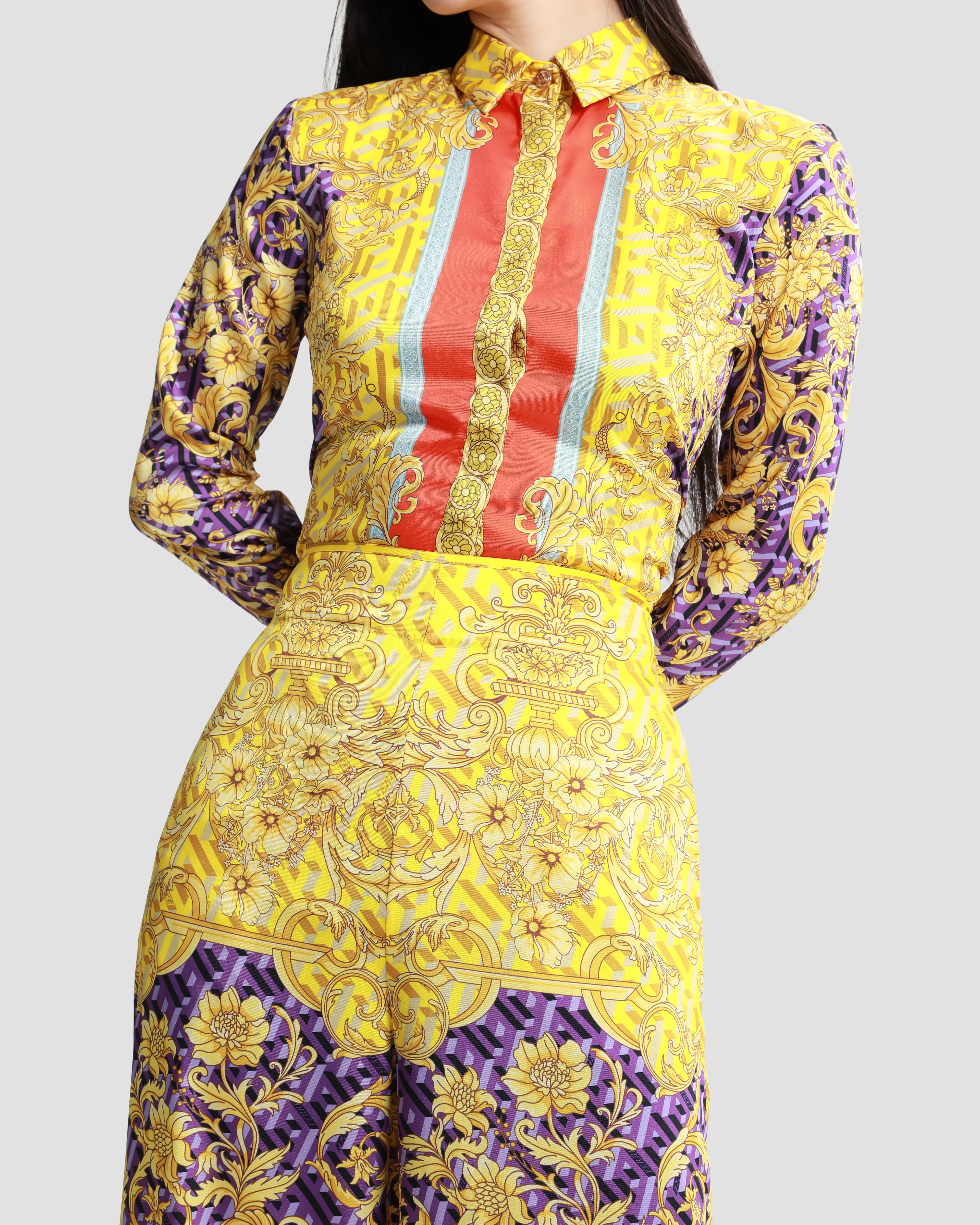 Baroque Geometric Print Wide Leg Trouser