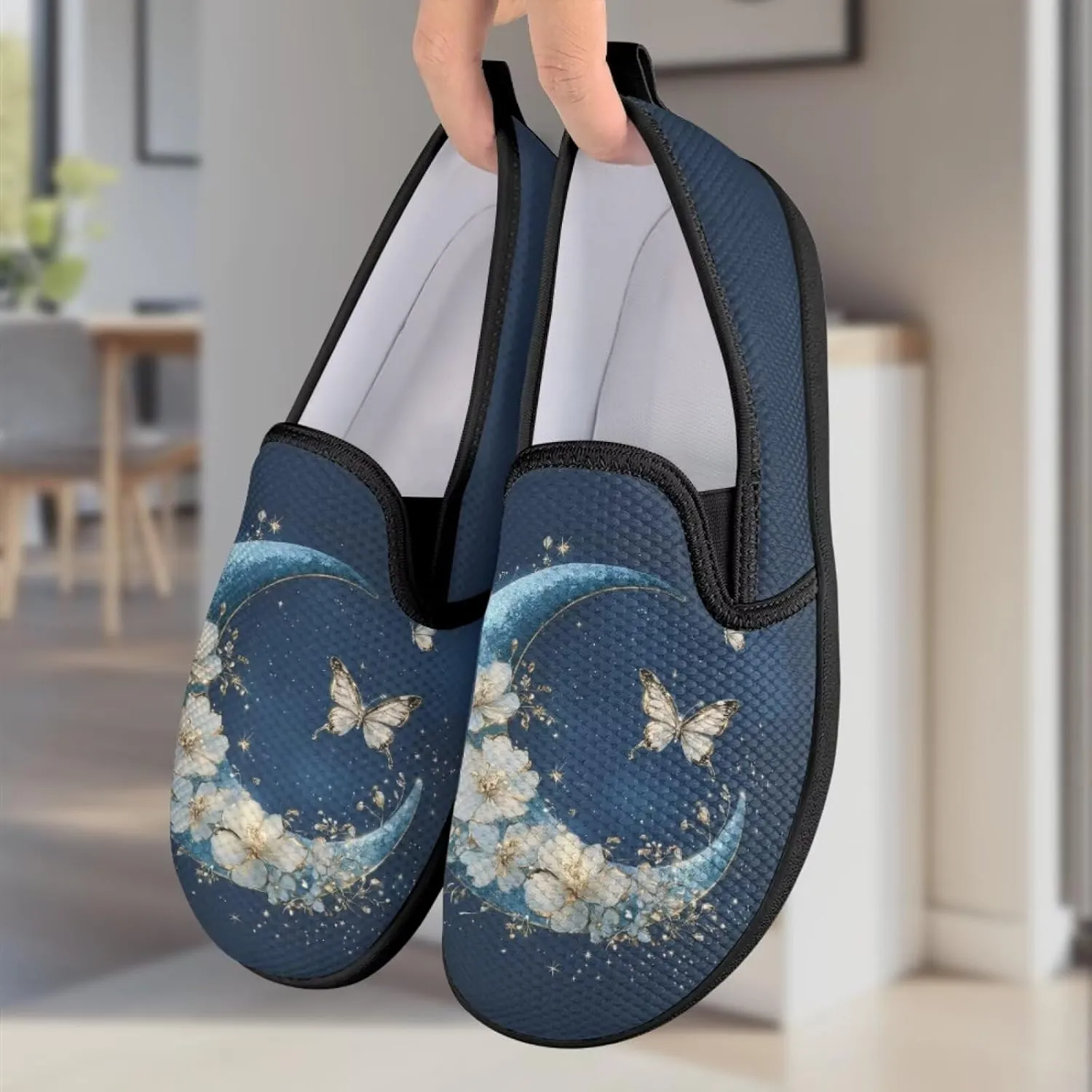 Butterfly Flats for Women 2024 Round Toe Loafers Business Slip On Work Shoes Casual Mesh Walking Sneakers