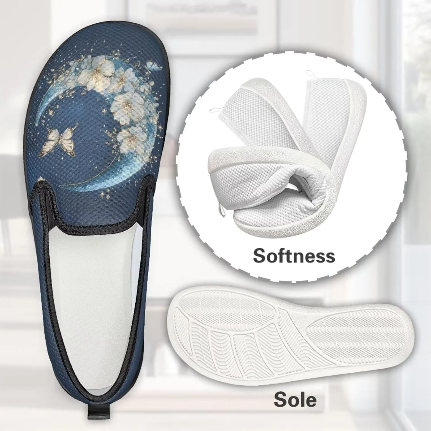 Butterfly Flats for Women 2024 Round Toe Loafers Business Slip On Work Shoes Casual Mesh Walking Sneakers