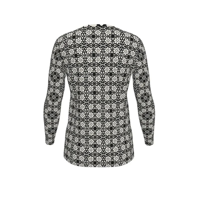 Camelbone White Flower Womens T Shirt Long Sleeves