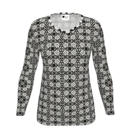 Camelbone White Flower Womens T Shirt Long Sleeves