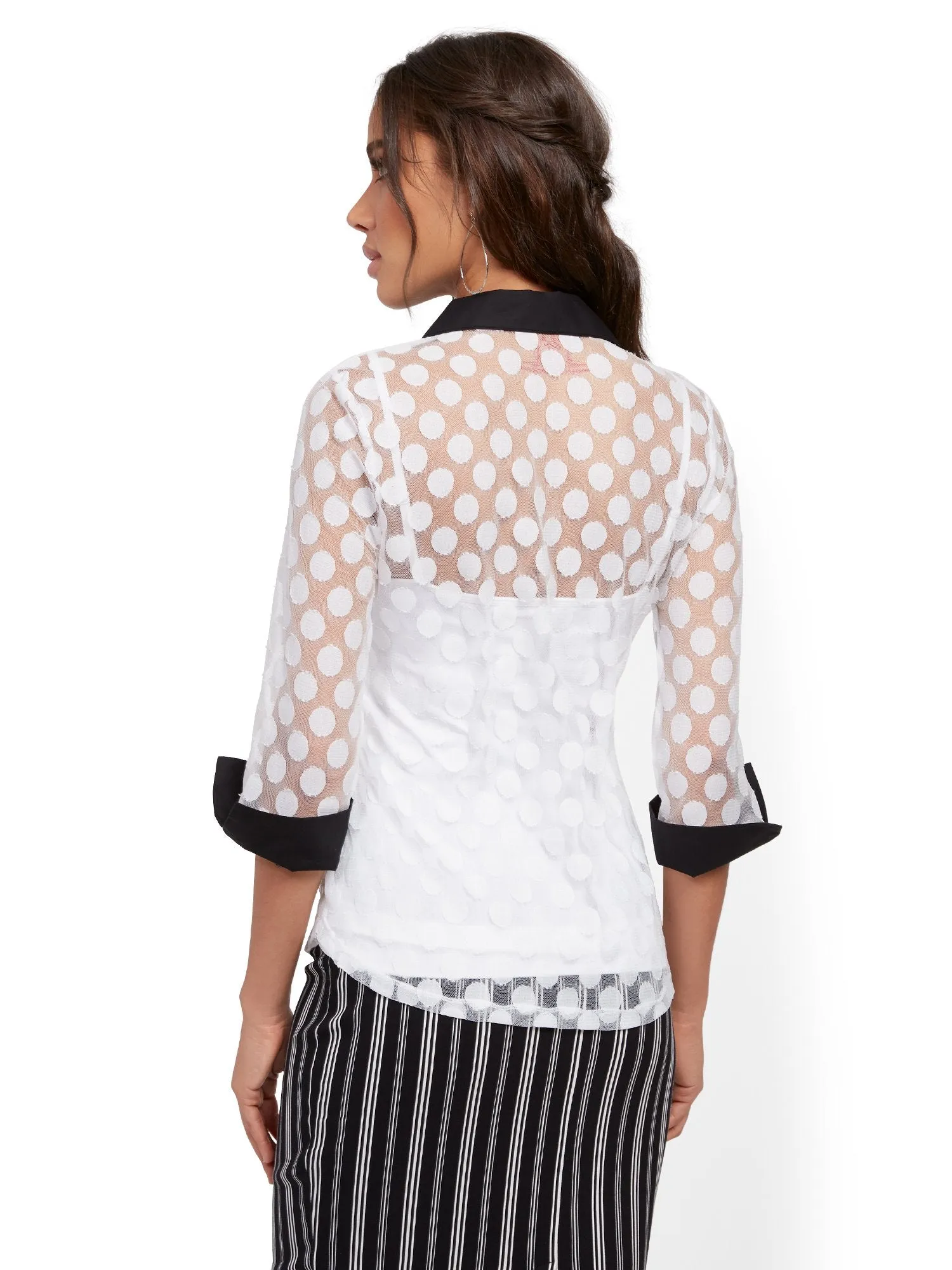 Dot-Print Mesh Top - 7th Avenue