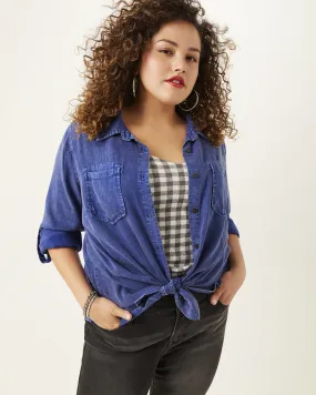 Ellie Split Back Quarter Sleeve Shirt | Night Blue
