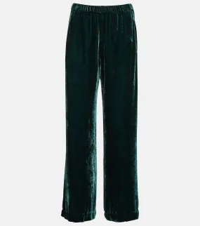 Frida Velvet wide-leg velvet trousers, green