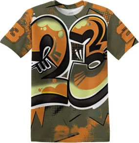 Graffiti Wallpapers 23 3D Unisex All Over Printed T-Shirt Matching Retro 5s Olive Sneaker for Men Women Unisex Streetwear Clothing Sneaker 3D Graphic Tee Design Printed