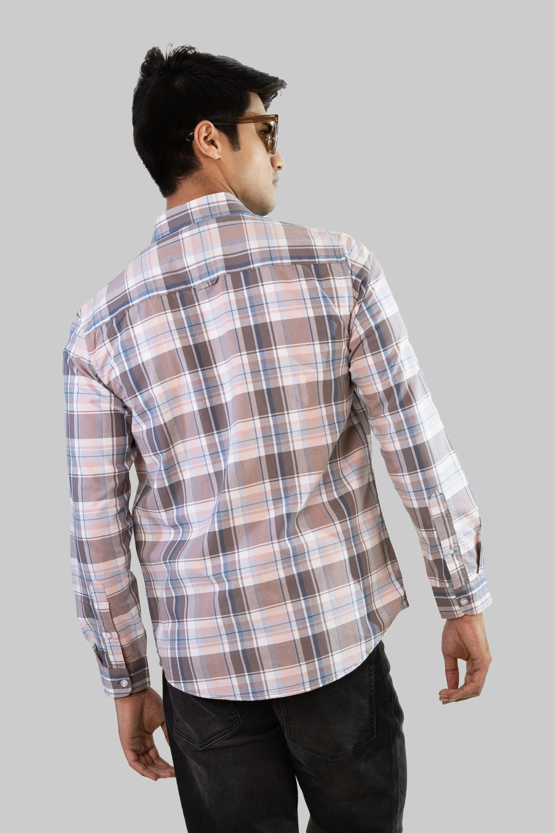 Gridline Checkered Shirt - White