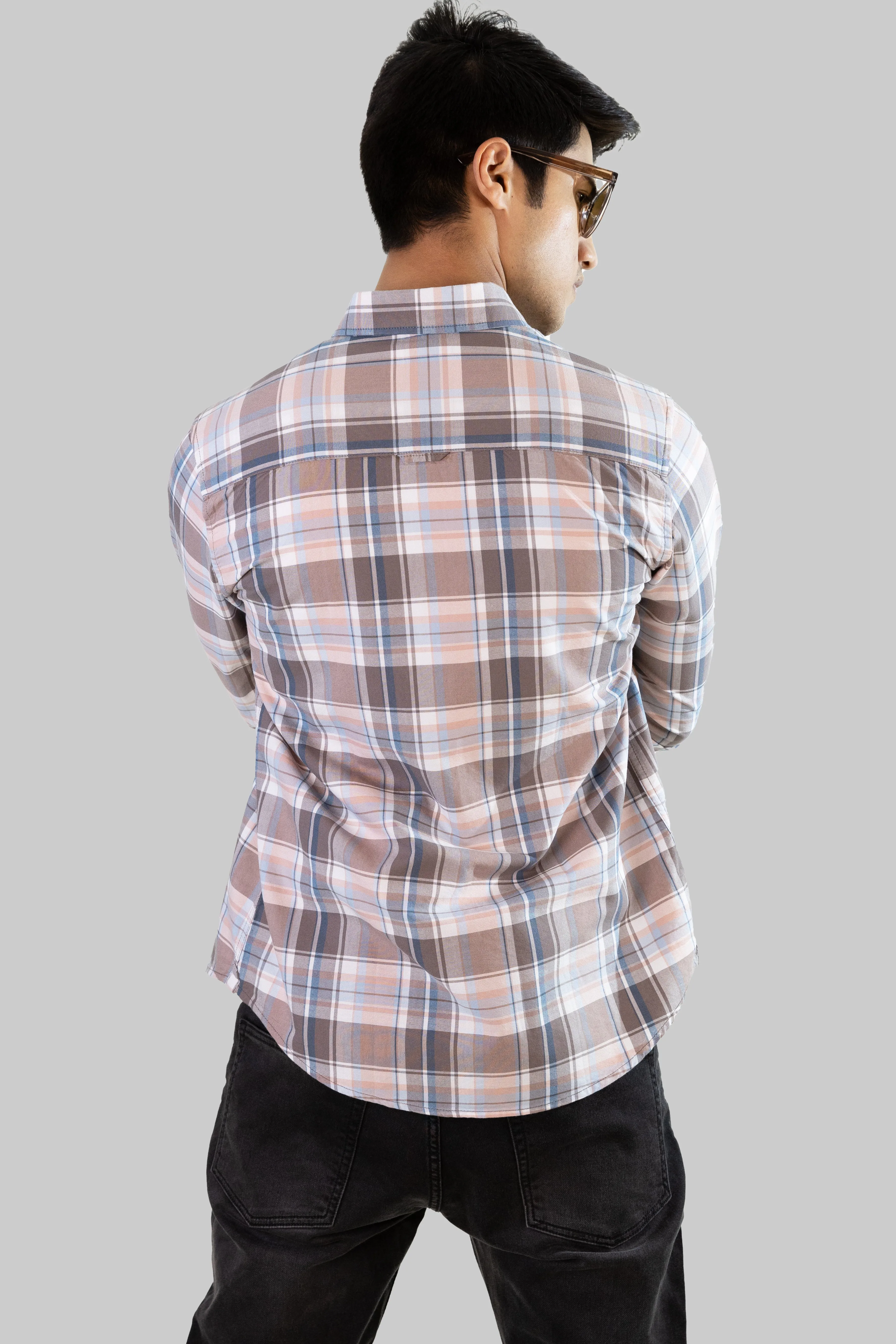Gridline Checkered Shirt - White