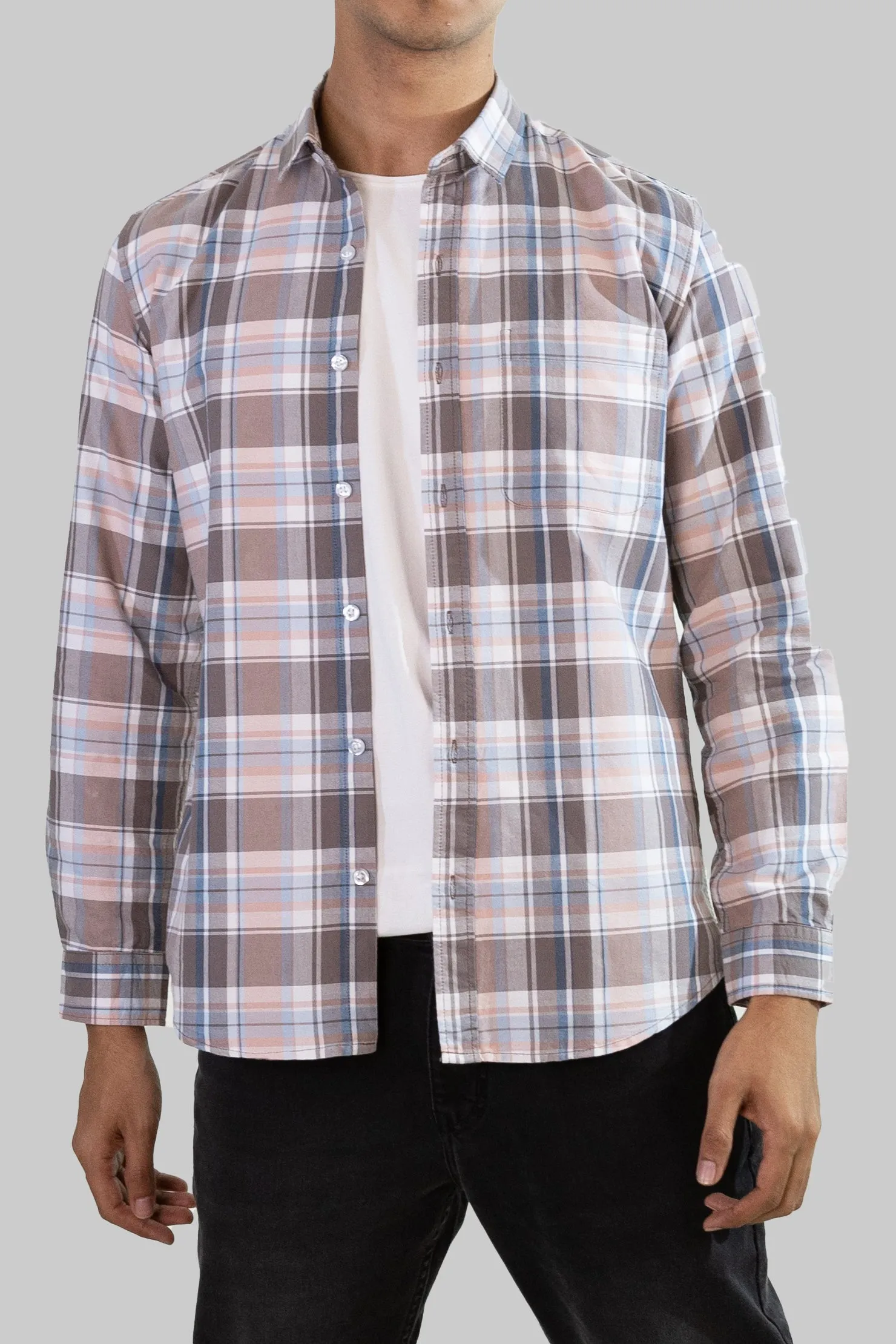Gridline Checkered Shirt - White