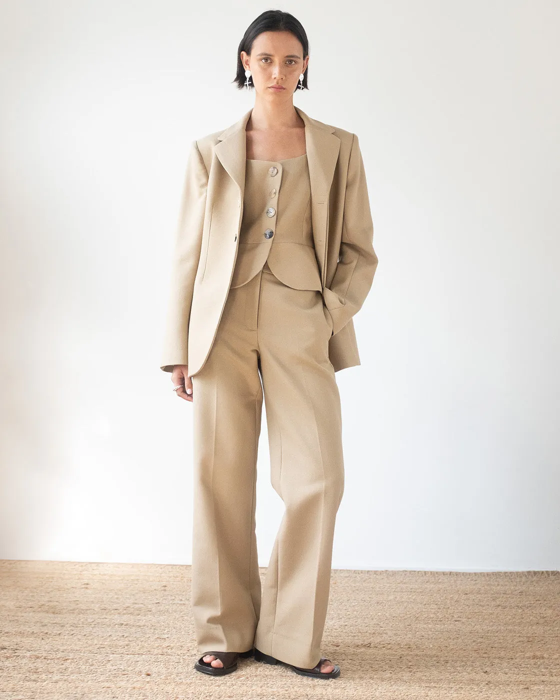 Isla Blazer Cotton Silk Double-face Beige