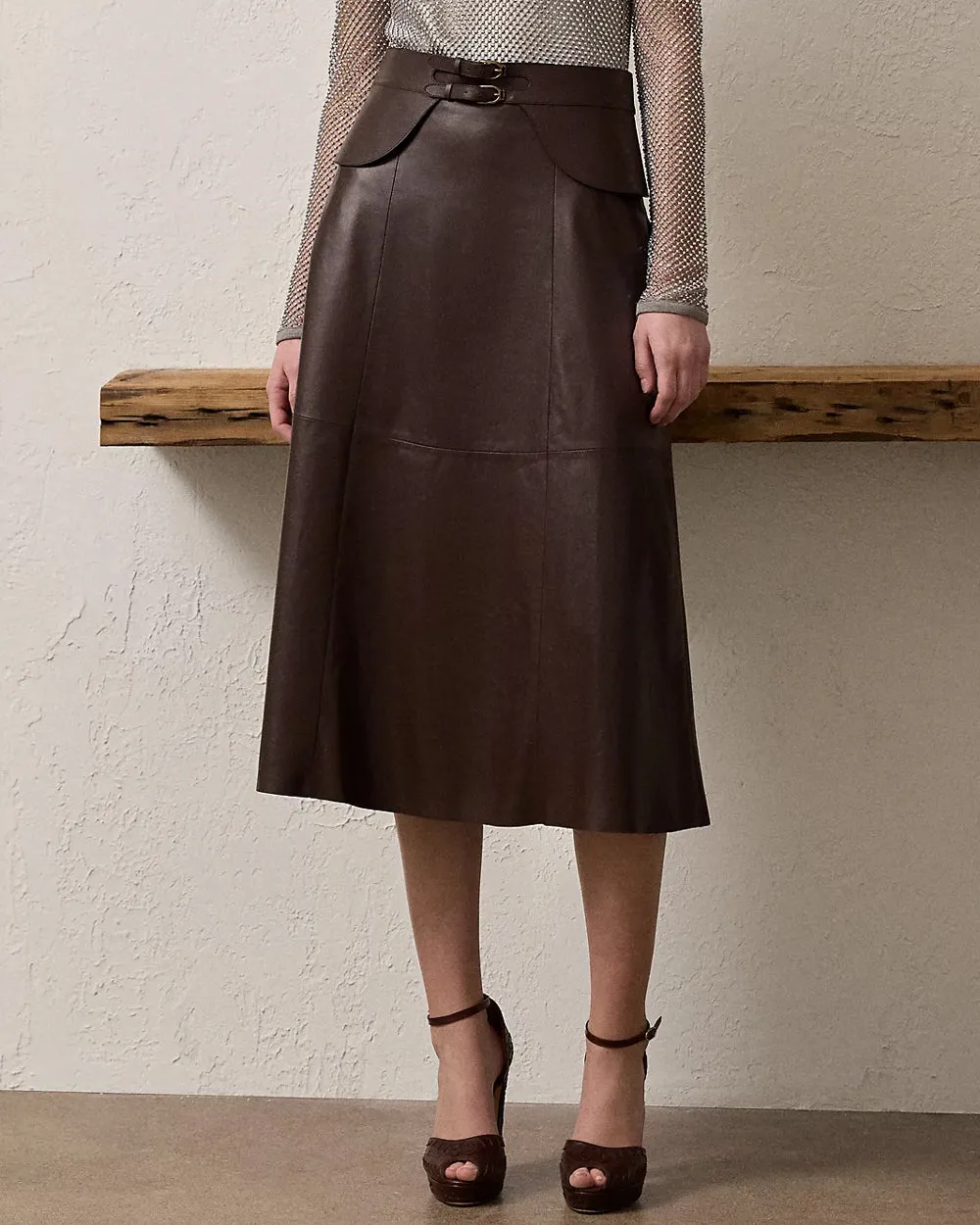 Mocha Leather Millie Skirt