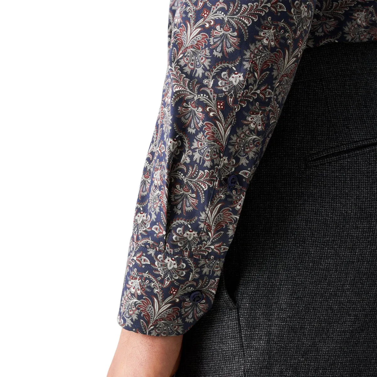 Navy Paisley Print Signature Twill Contemporary Fit Shirt
