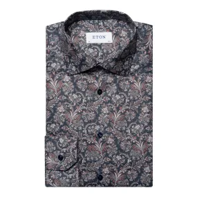 Navy Paisley Print Signature Twill Contemporary Fit Shirt