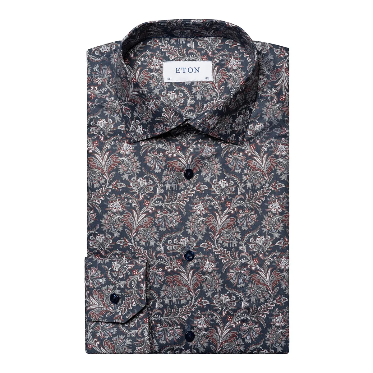 Navy Paisley Print Signature Twill Contemporary Fit Shirt
