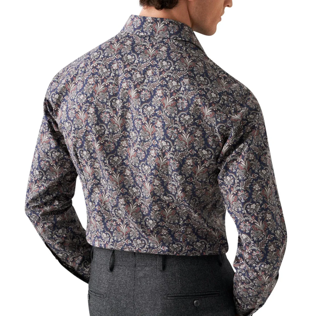Navy Paisley Print Signature Twill Contemporary Fit Shirt