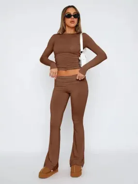 New women’s fashionable, comfortable, slim, slim, anti-waist, low-waist flared pants