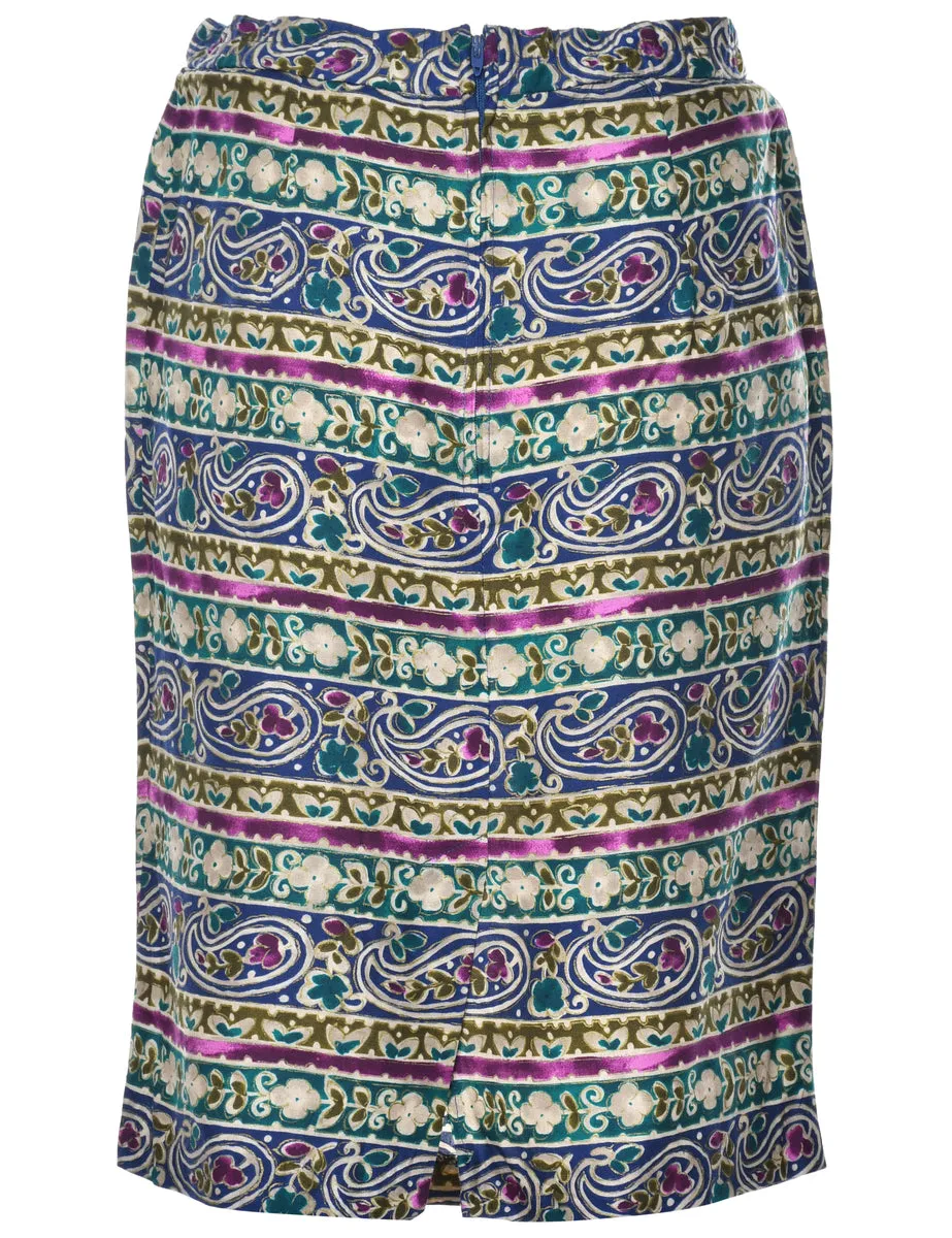 Paisley Print Skirt - M