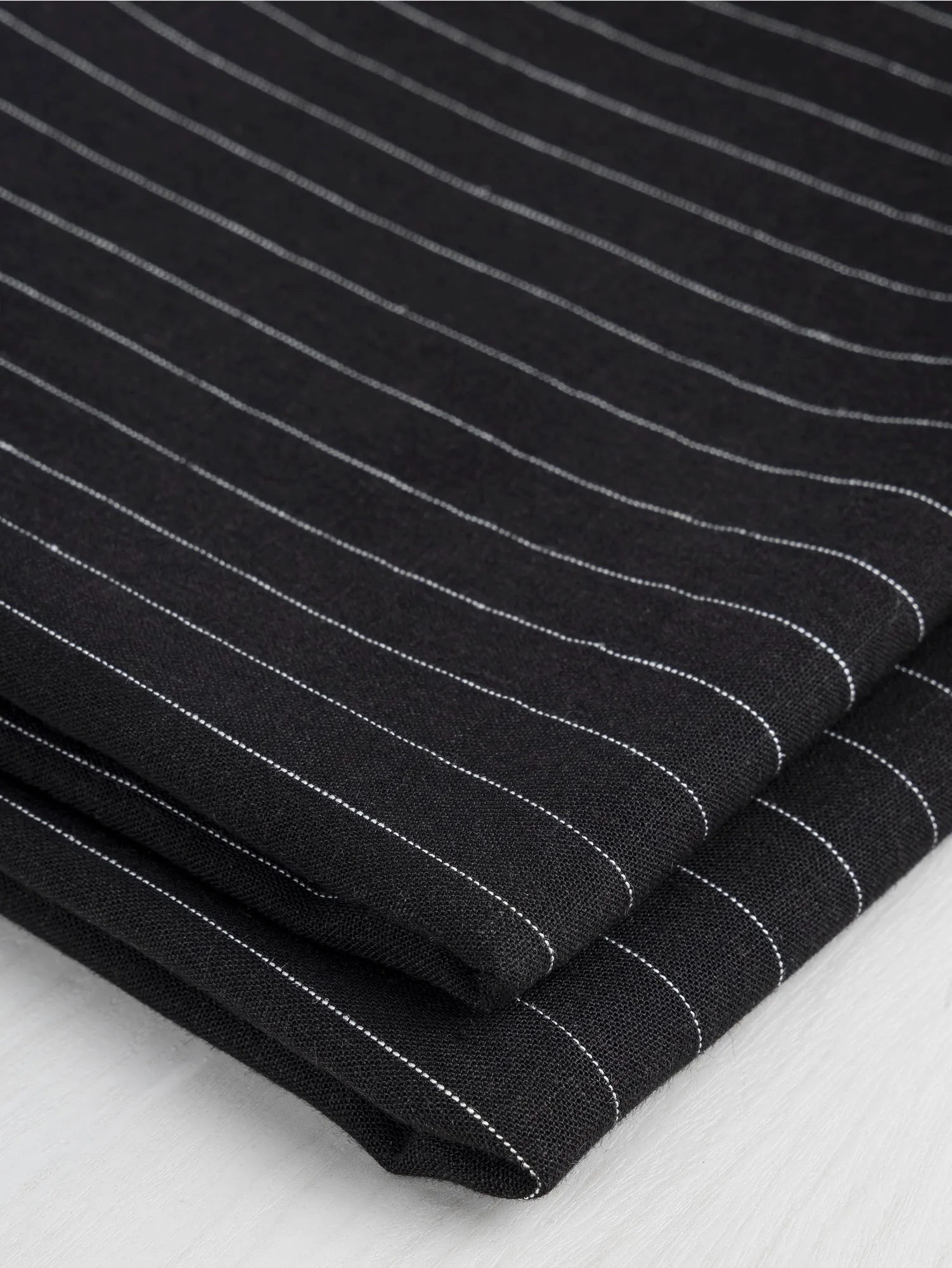 Pinstripe Cotton Suiting Deadstock - White   Black - Swatch