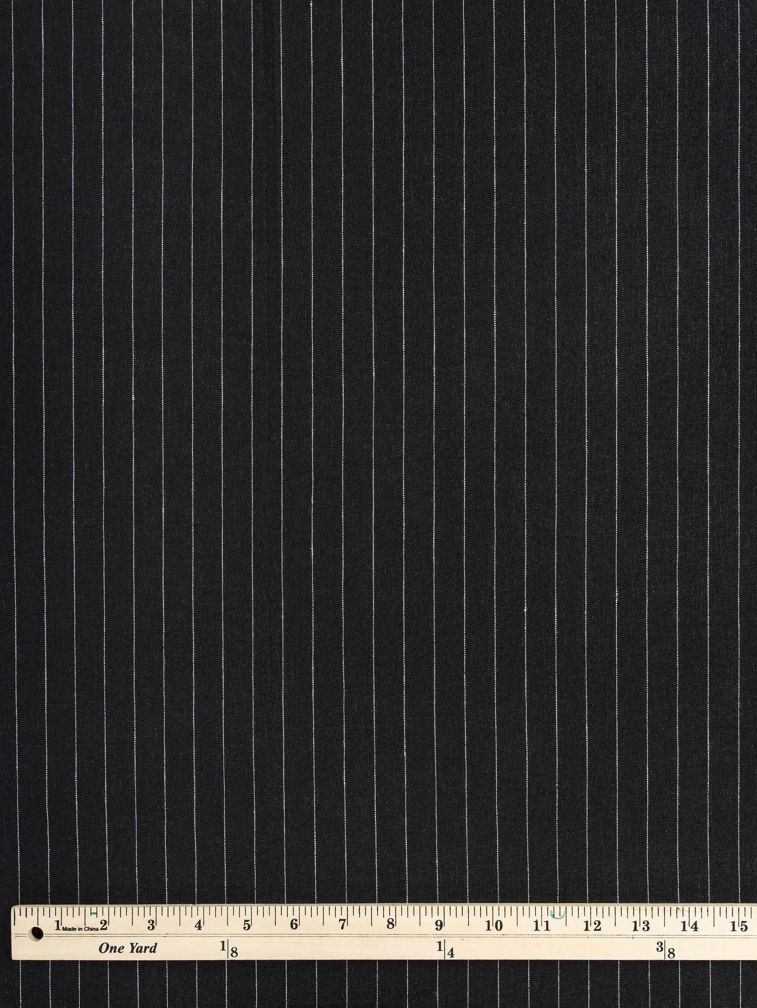 Pinstripe Cotton Suiting Deadstock - White   Black - Swatch