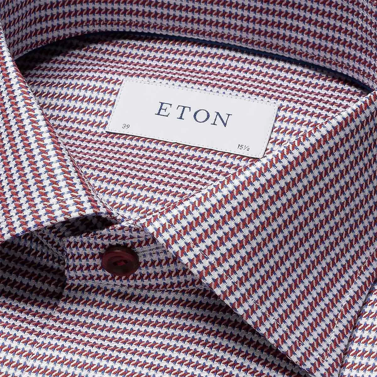 Red Houndstooth Signature Twill Contemporary Fit Shirt