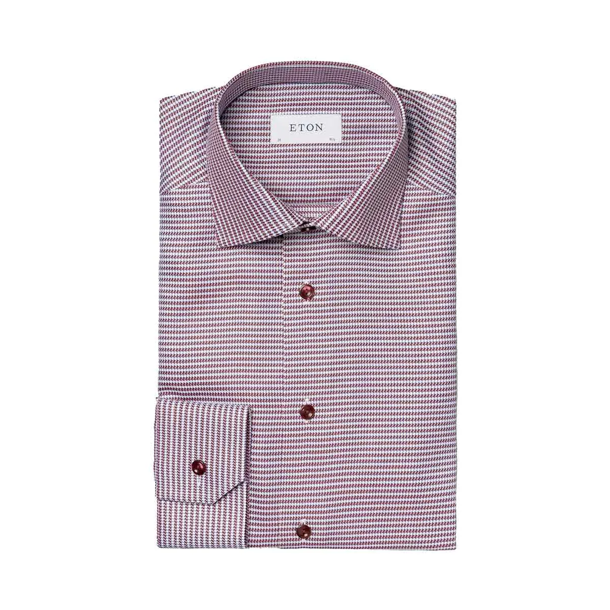 Red Houndstooth Signature Twill Contemporary Fit Shirt