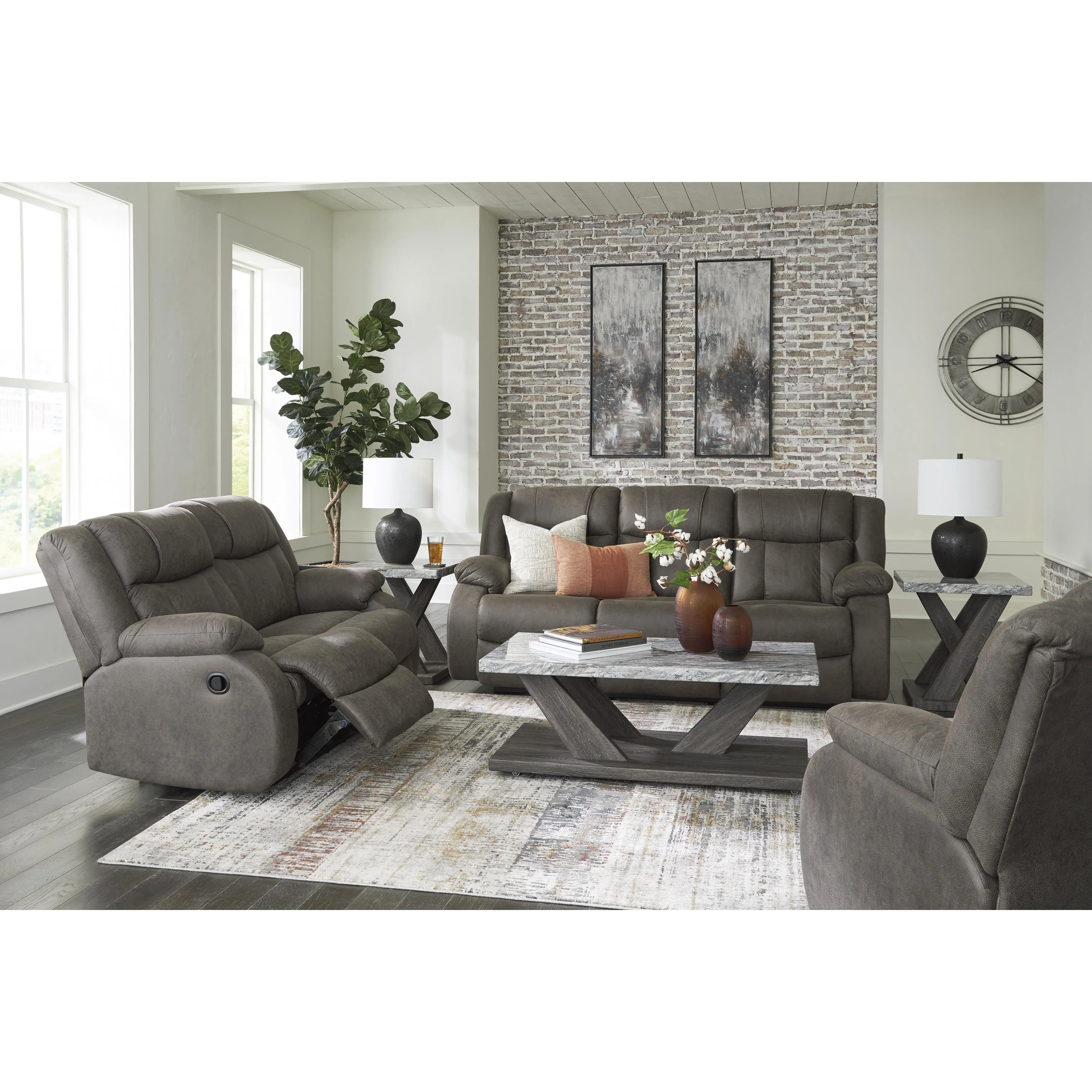Signature Design by Ashley First Base Reclining Leather Look Loveseat 6880486C