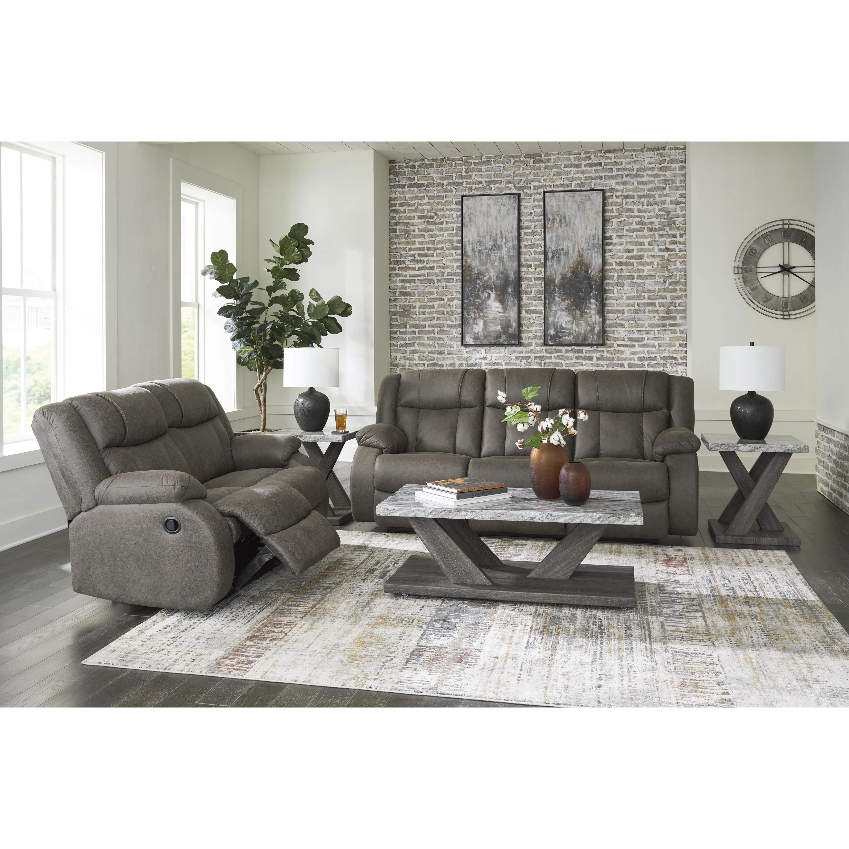 Signature Design by Ashley First Base Reclining Leather Look Loveseat 6880486C