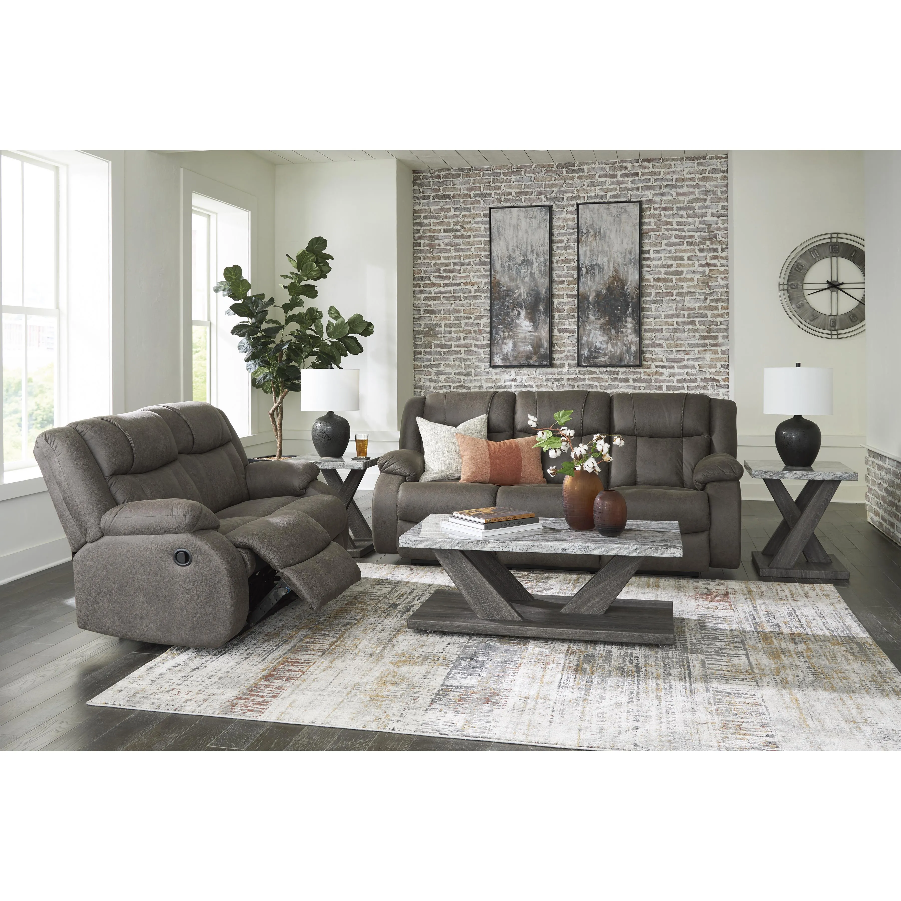 Signature Design by Ashley First Base Reclining Leather Look Loveseat 6880486C