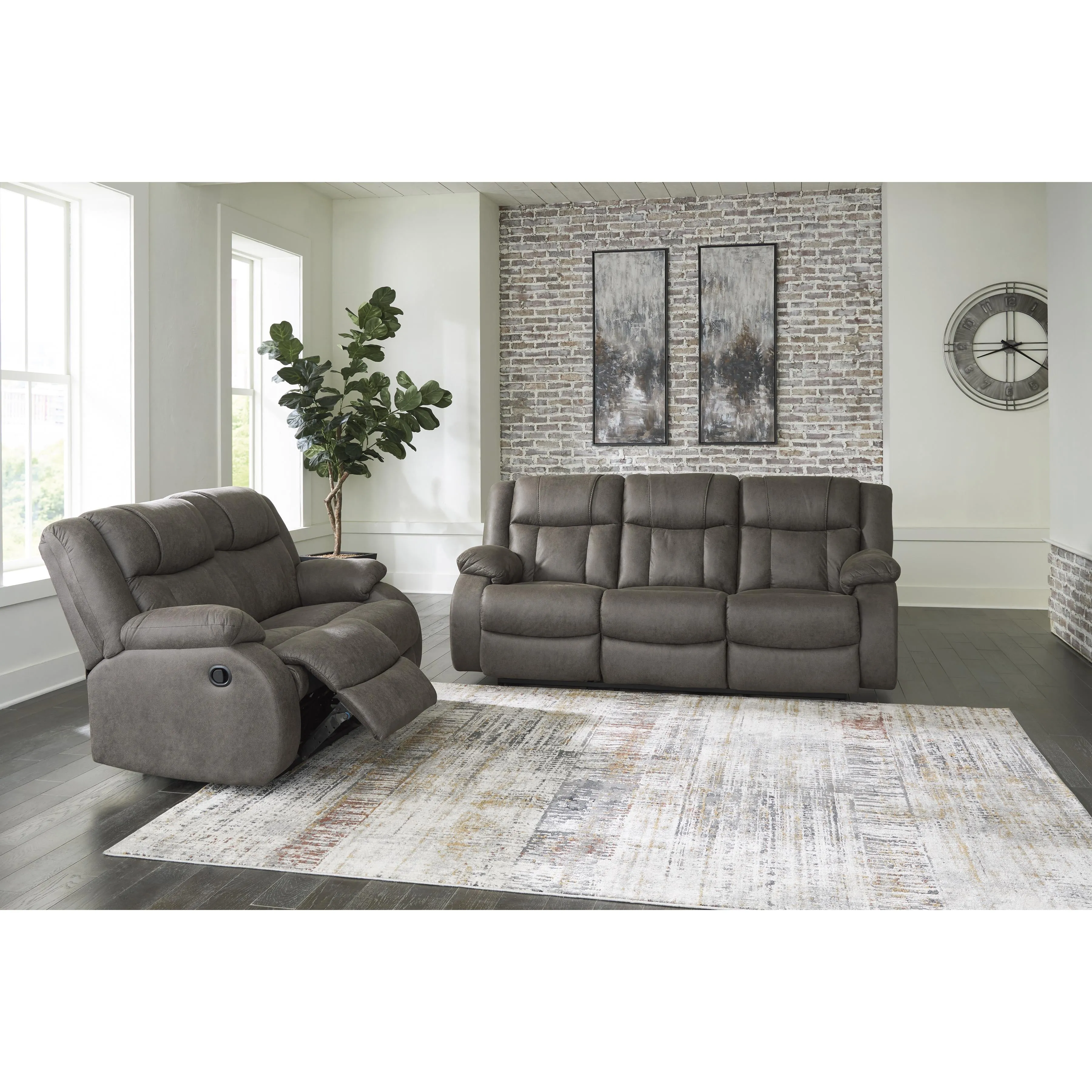 Signature Design by Ashley First Base Reclining Leather Look Loveseat 6880486C