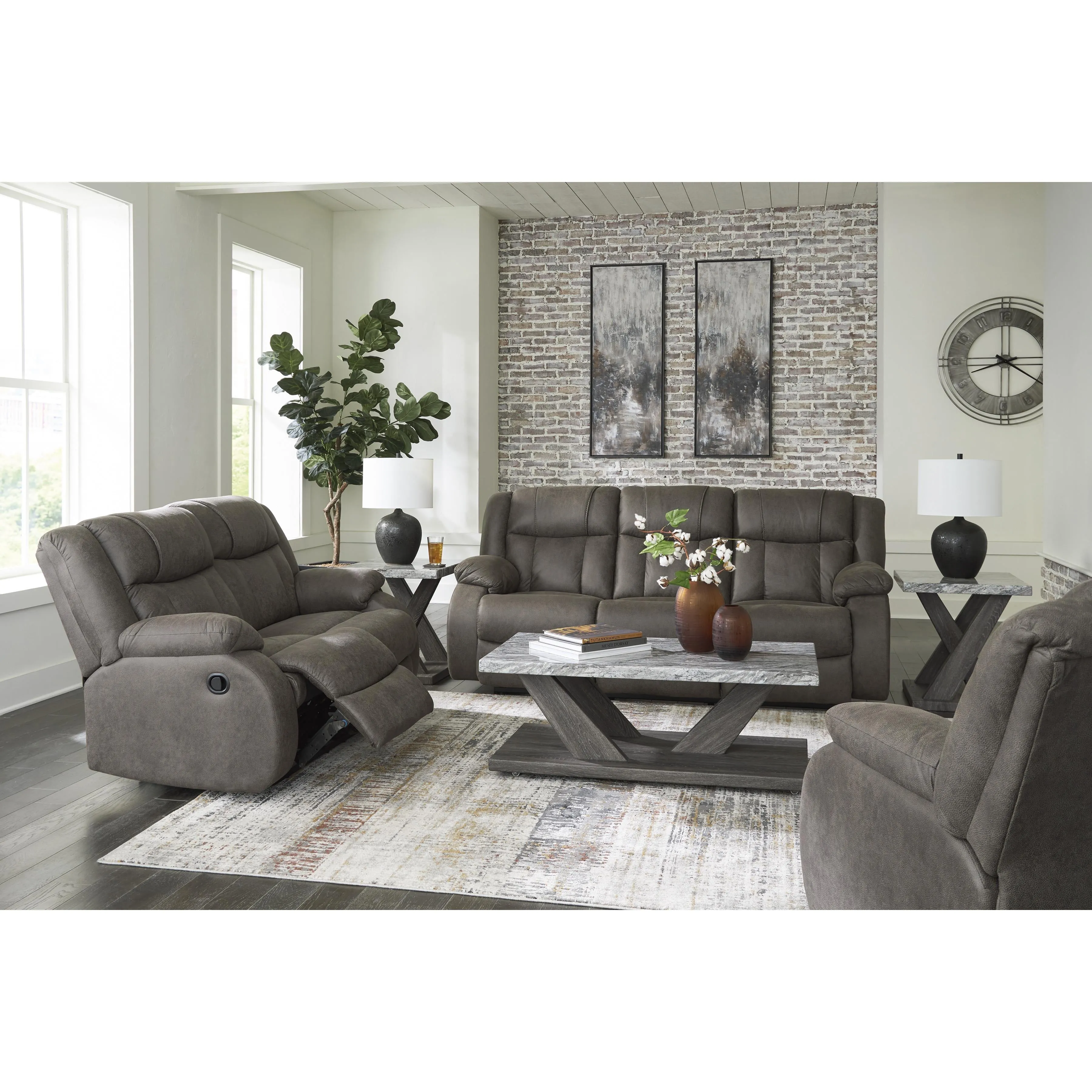 Signature Design by Ashley First Base Reclining Leather Look Loveseat 6880486C