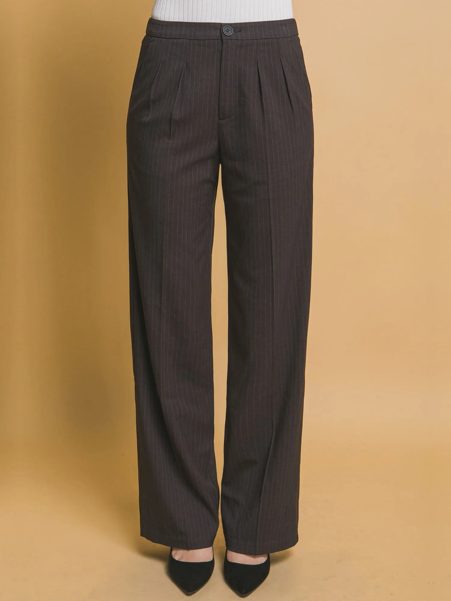 Sleek Style Straight Leg Pin Stripe Pant
