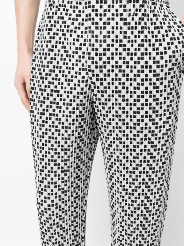SS23 Straight Pants - Light Grey with Black Squares