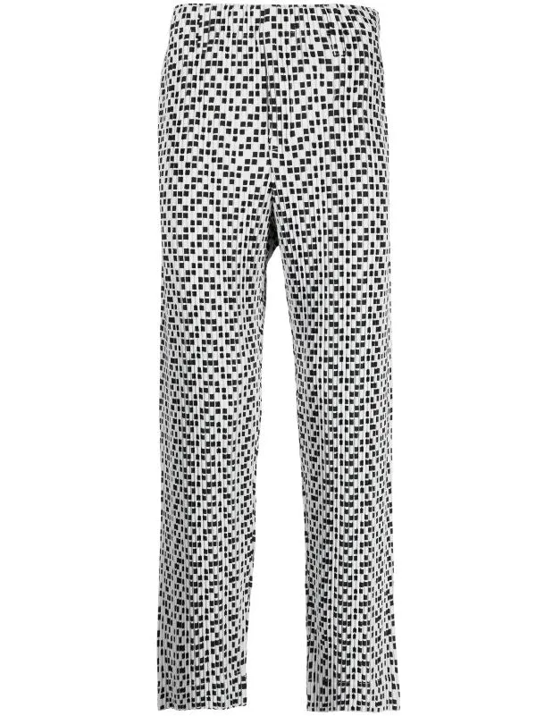 SS23 Straight Pants - Light Grey with Black Squares