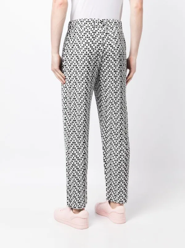 SS23 Straight Pants - Light Grey with Black Squares