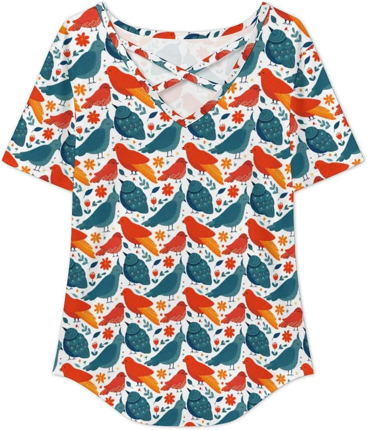 Summer Tops for Women Cute Cartoon Pattern T Shirts V Neck Short Sleeve Pullover Cute Basic Fit