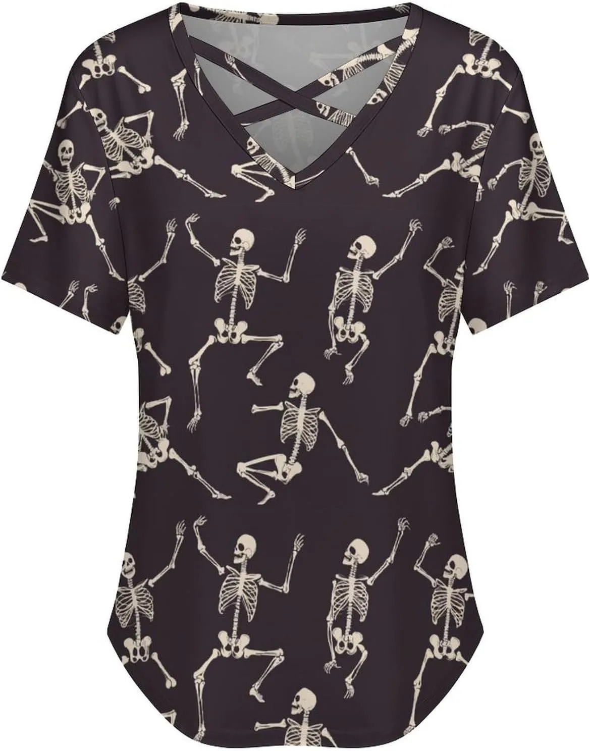 Summer Tops for Women Cute Cartoon Pattern T Shirts V Neck Short Sleeve Pullover Cute Basic Fit
