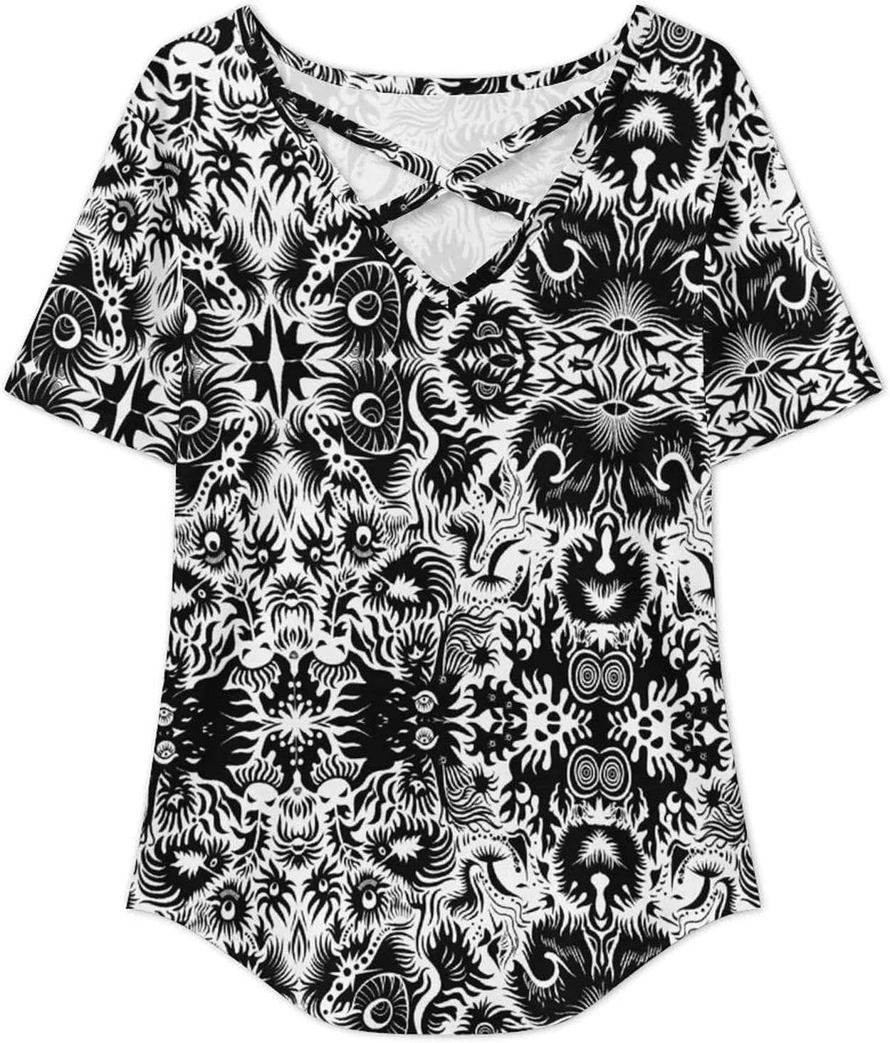 Summer Tops for Women Cute Cartoon Pattern T Shirts V Neck Short Sleeve Pullover Cute Basic Fit