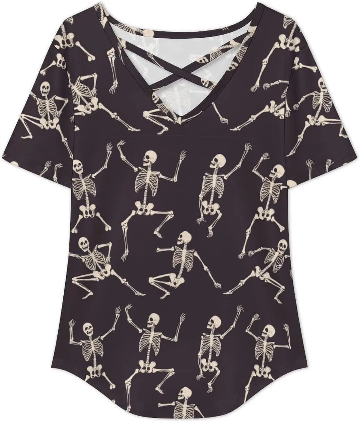 Summer Tops for Women Cute Cartoon Pattern T Shirts V Neck Short Sleeve Pullover Cute Basic Fit
