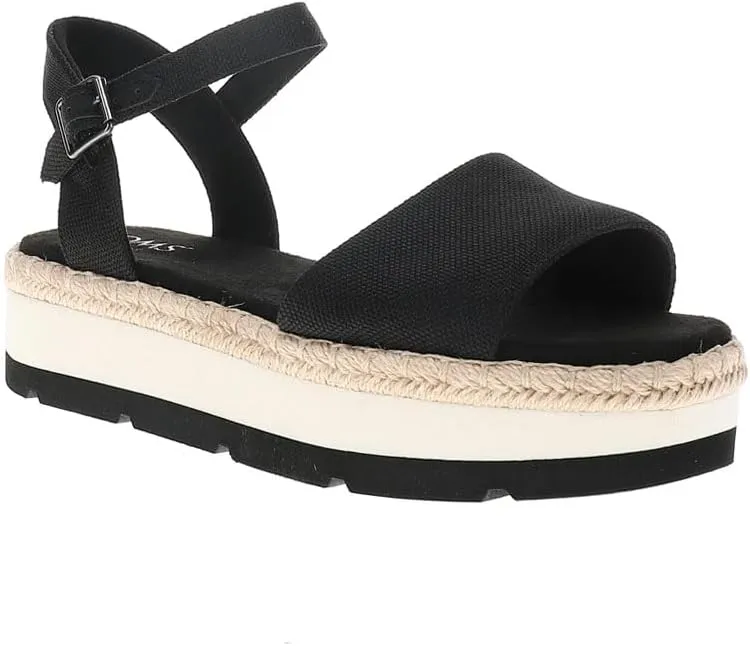 TOMS Womens Ronan Platform Ankle Strap Casual Sandals Casual Low Heel 1-2" - Black