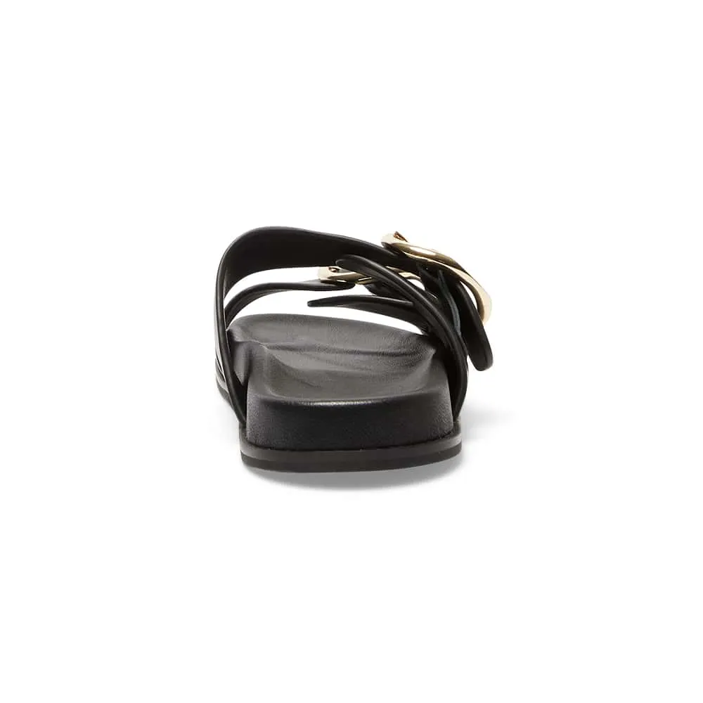 Tone Slide in Black Leather