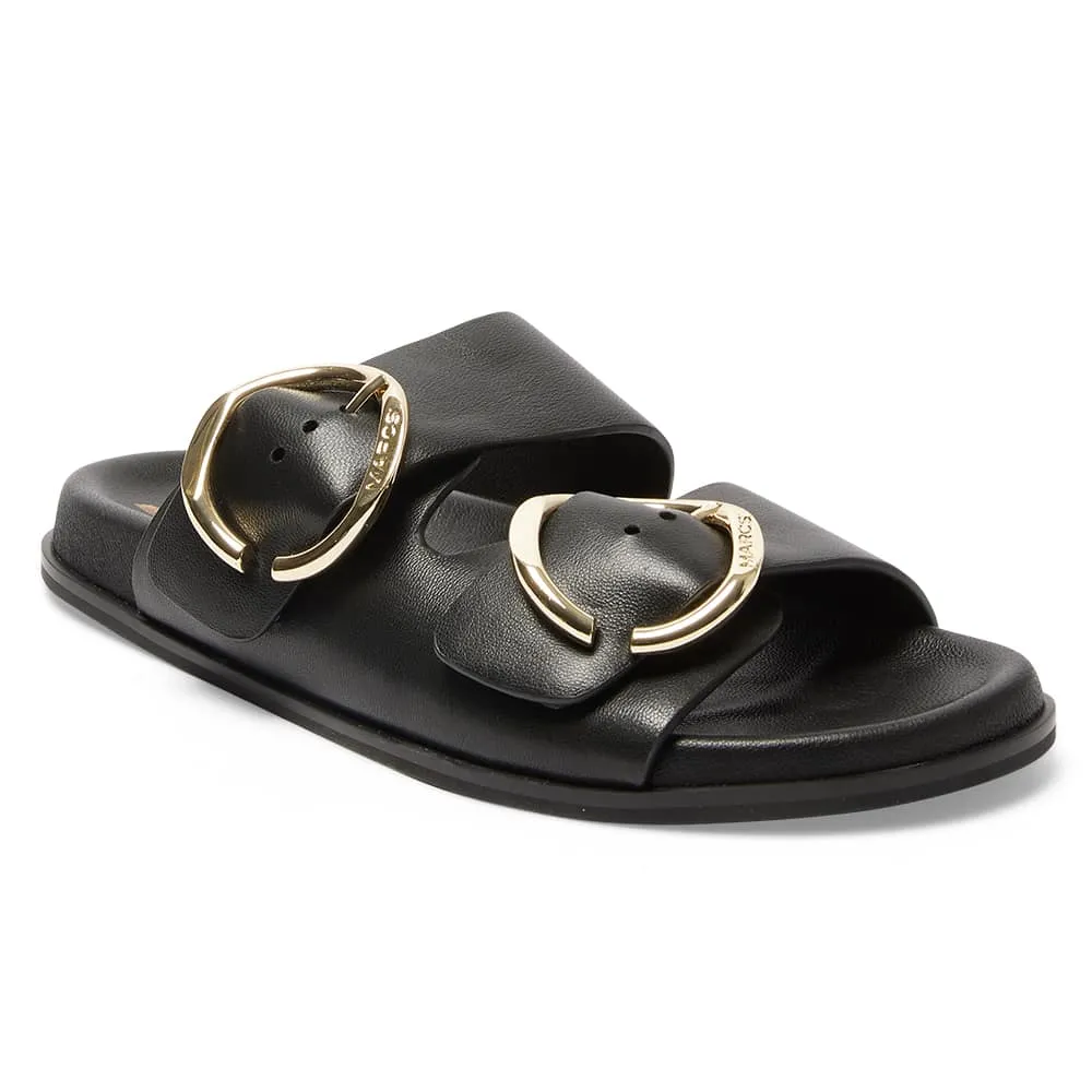 Tone Slide in Black Leather