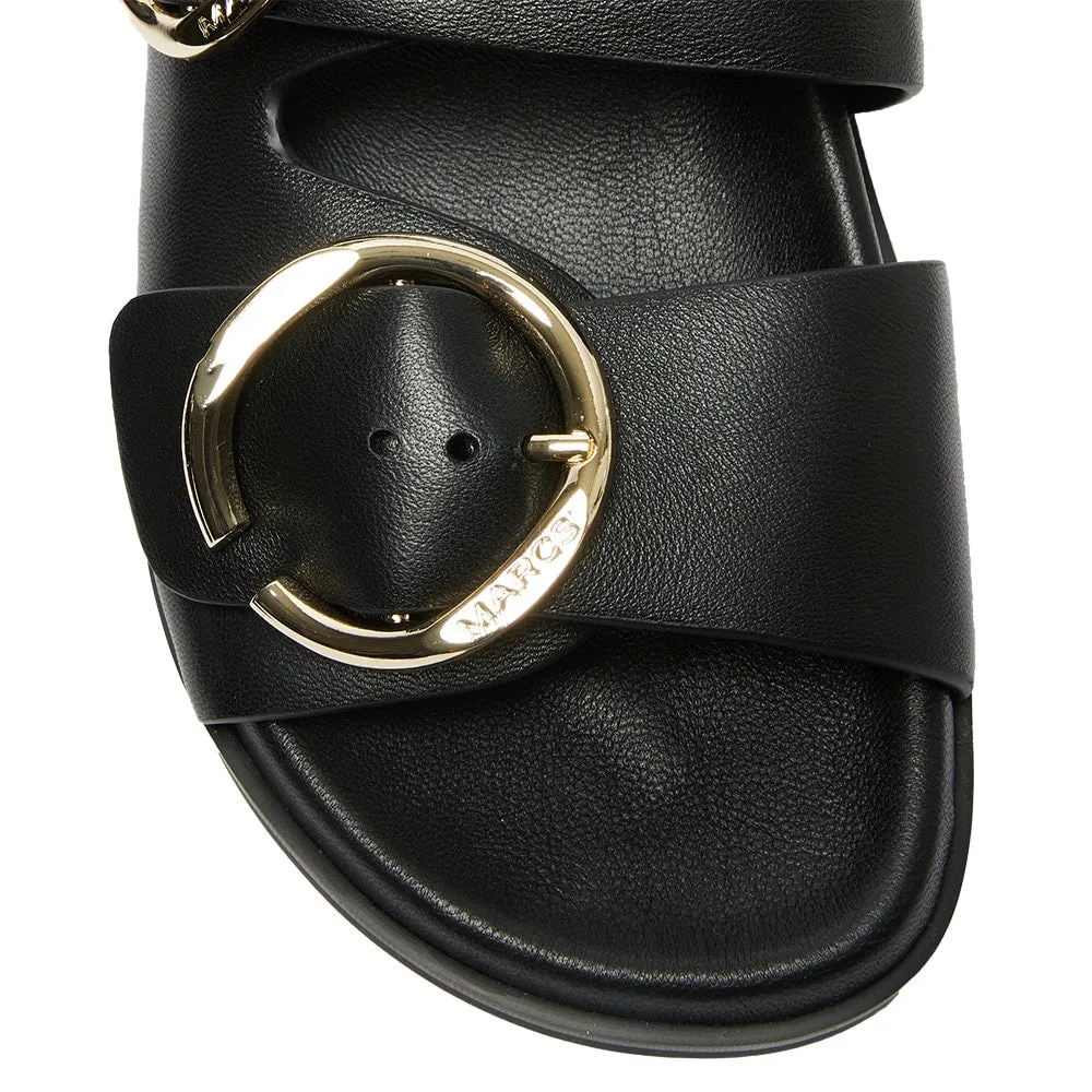 Tone Slide in Black Leather
