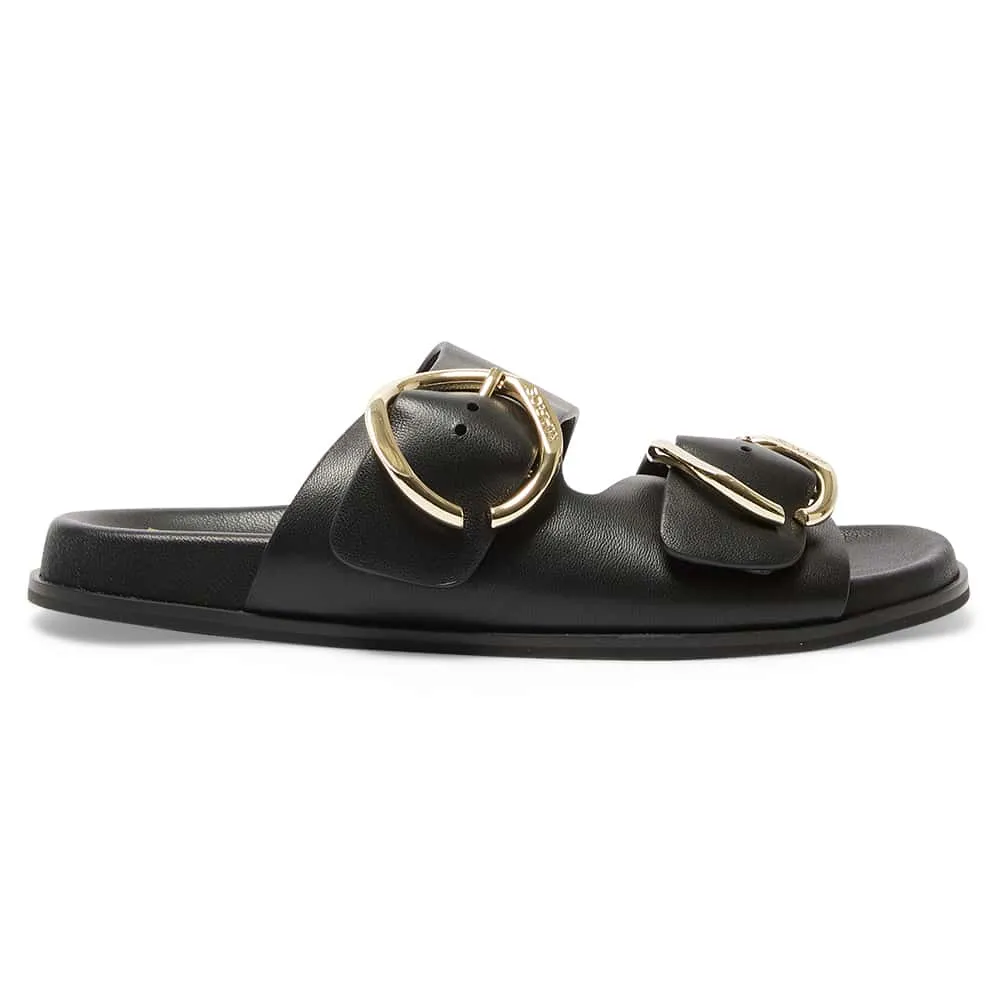 Tone Slide in Black Leather