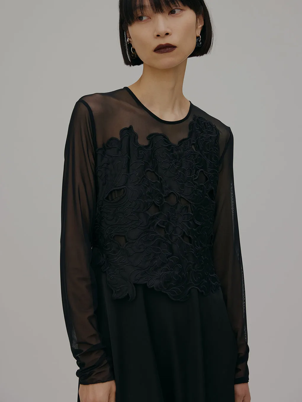 UPPER EMBROIDERY FLARE DRESS