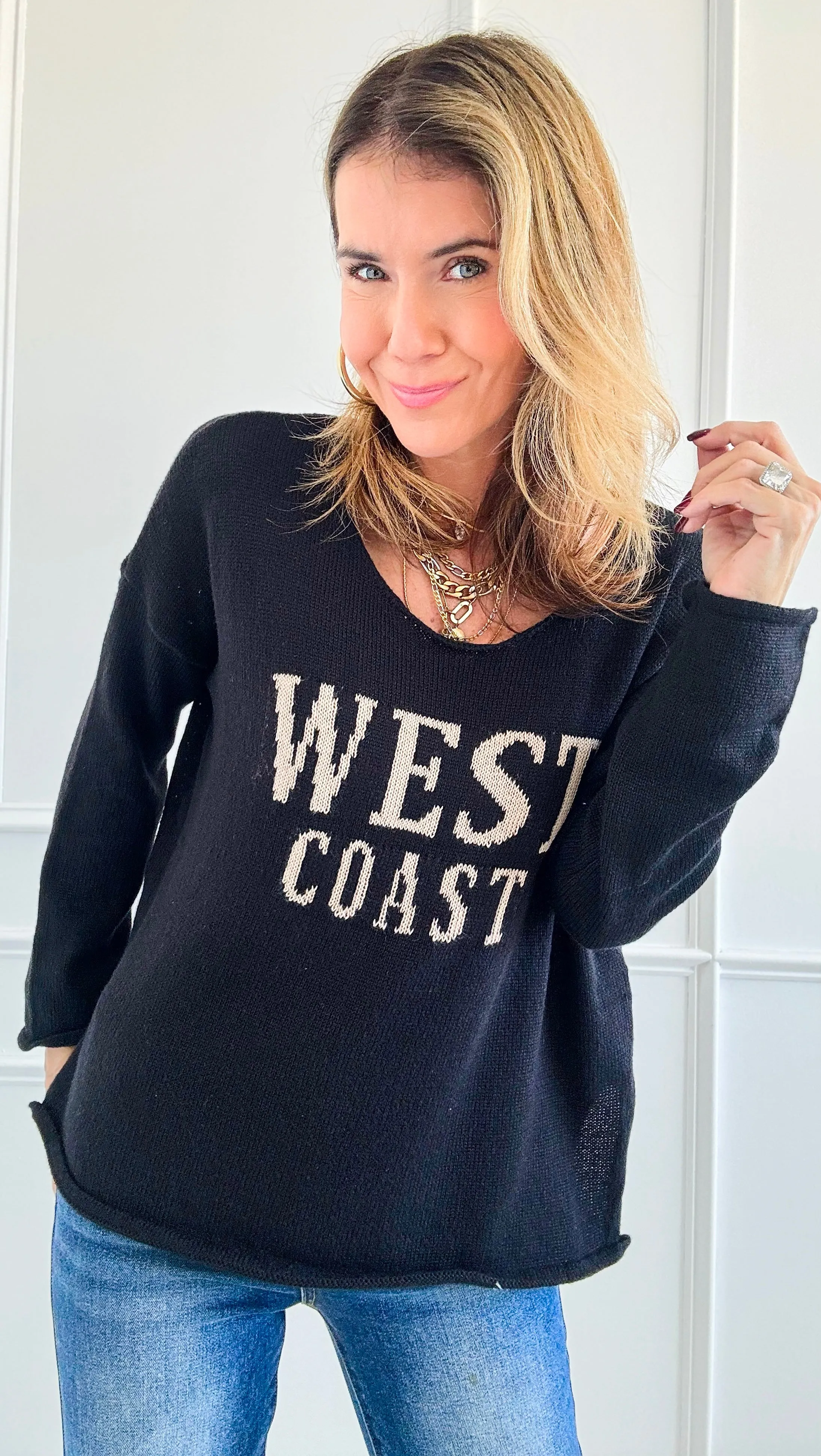 West Coast Lightweight Sweater - Black/Beige