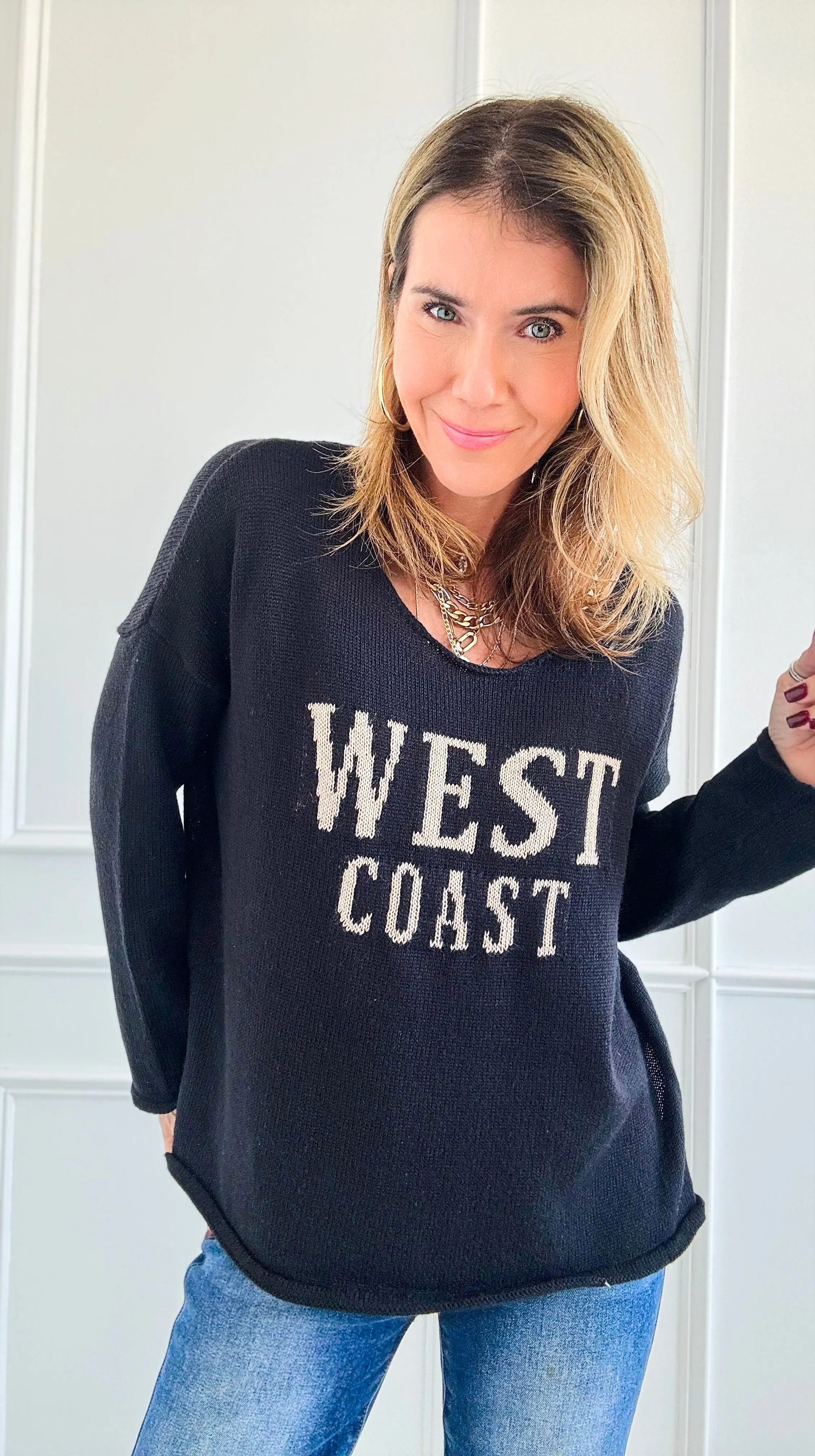 West Coast Lightweight Sweater - Black/Beige