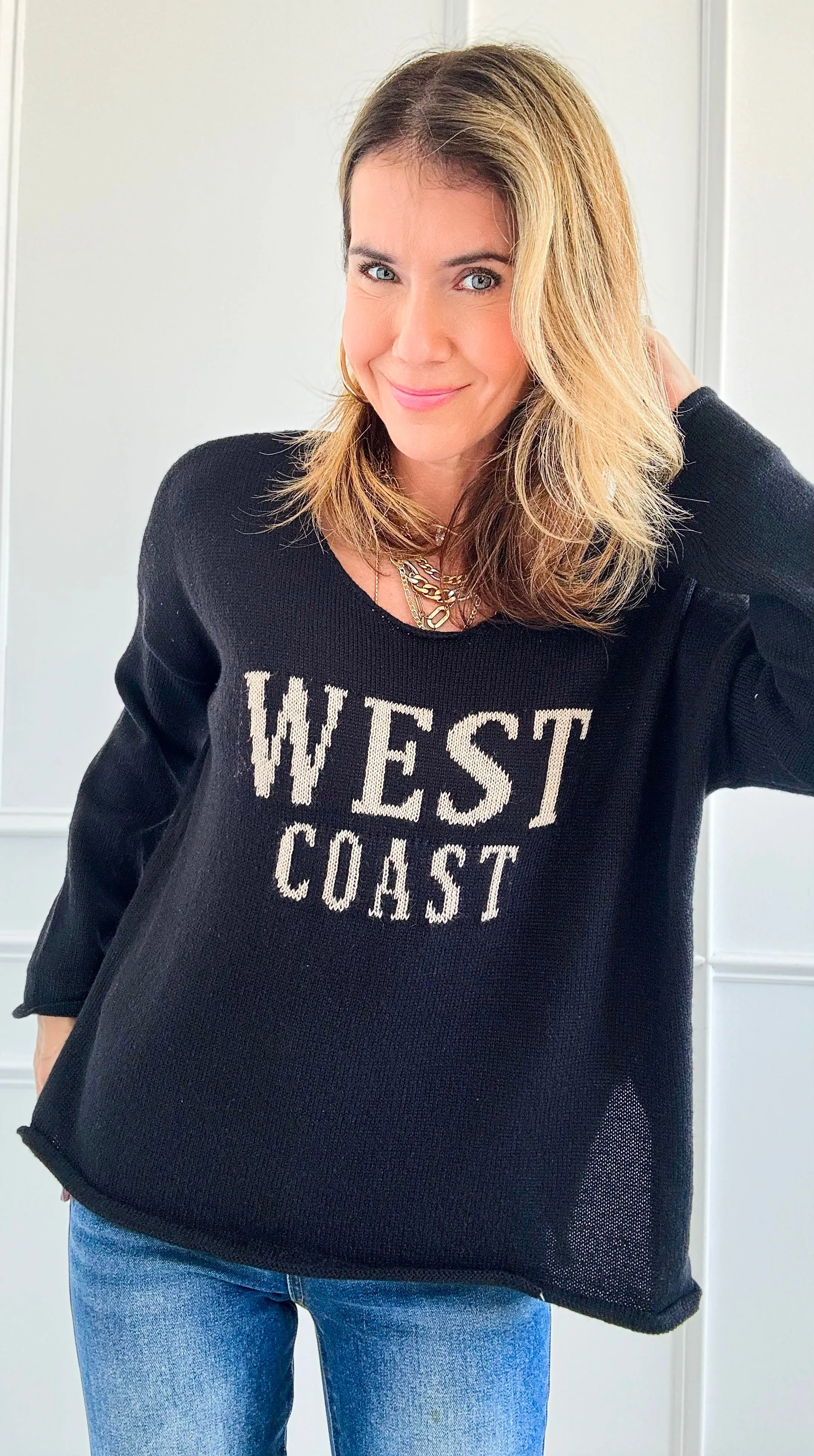 West Coast Lightweight Sweater - Black/Beige