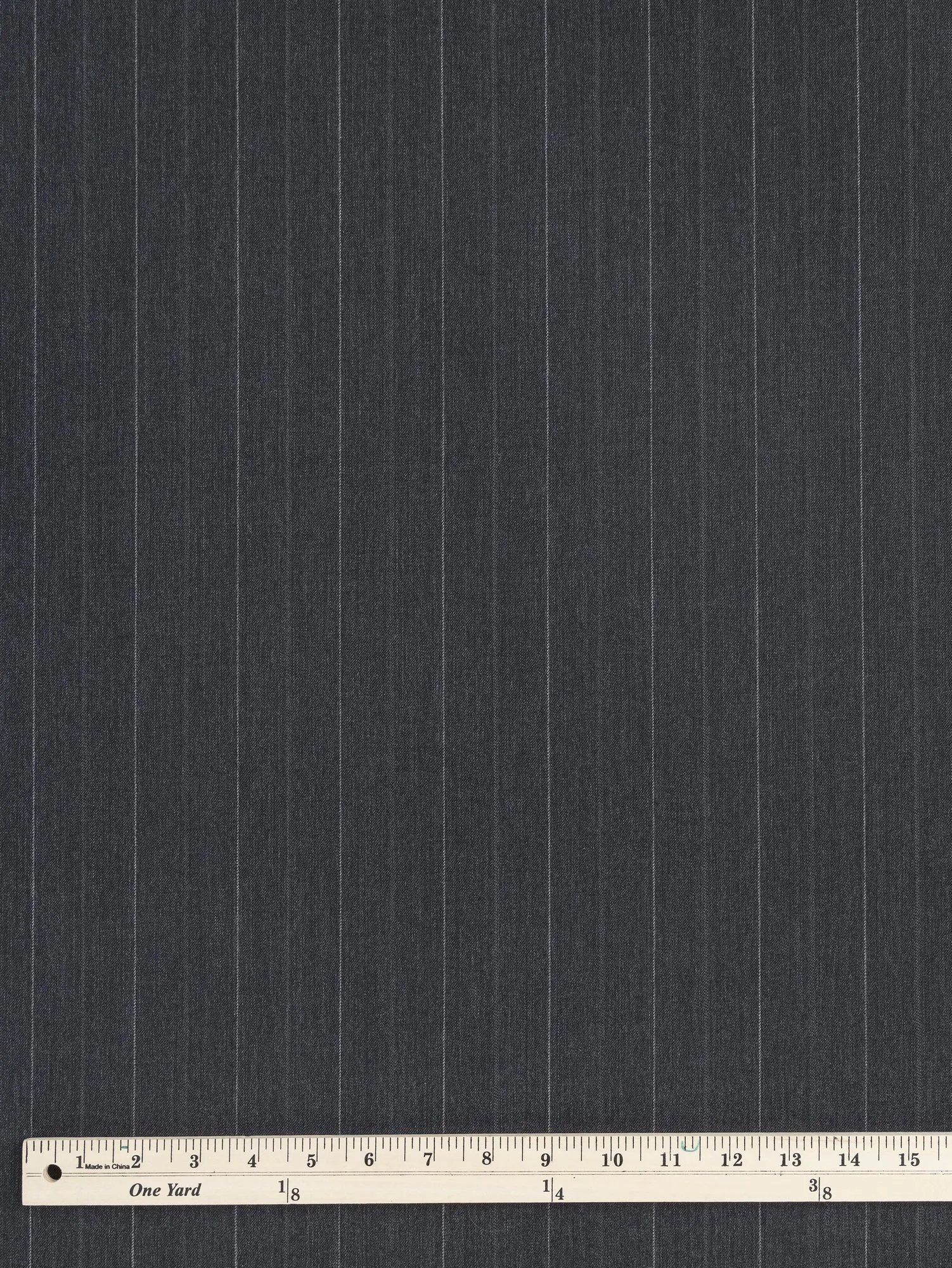 Wide Pinstripe Italian Wool Twill Suiting Deadstock - Charcoal