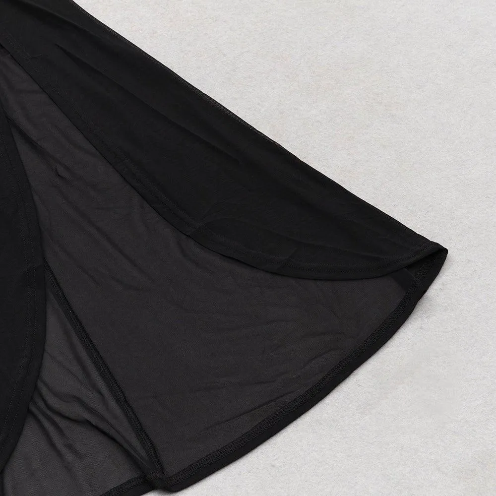 Women's Off-Shoulder Tulle Maxi Dress | Short Sleeve Bandage | GFIT SPORTS