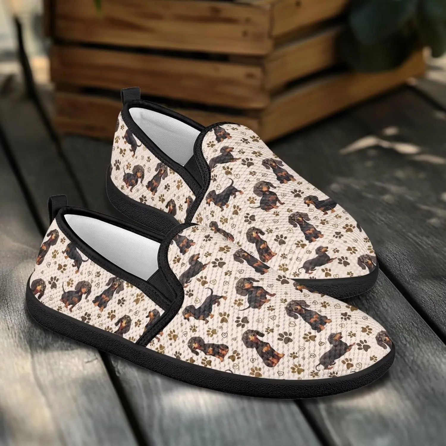 Womens Slip On Ladies Flats Animal Print Breathable Mesh Walking Shoes Lighweight Round Toe Sneakers